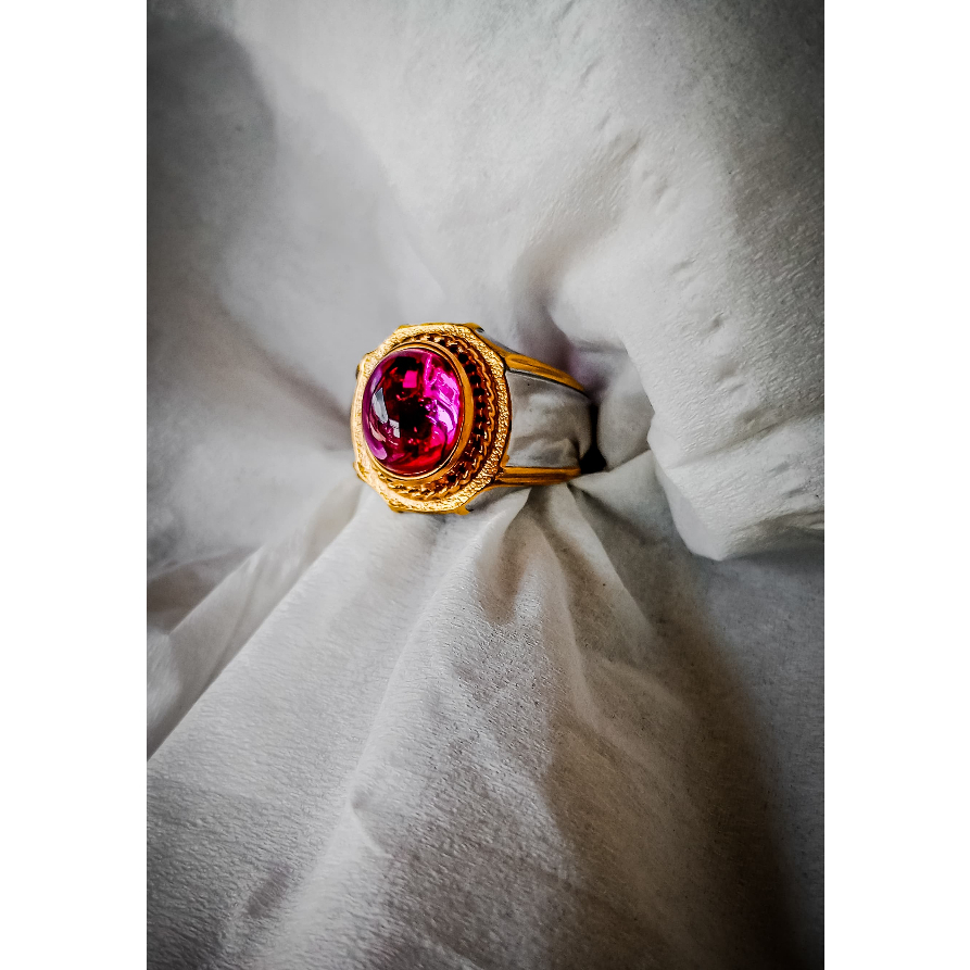 Cincin batu akik pria/wanita titanium Merah Siem