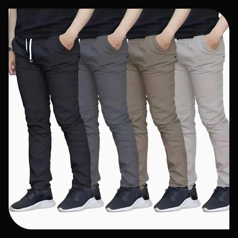 CELANA CHINOS PANJANG PRIA STANDAR REGULAR STRAIGHT NON STRETCH HITAM CREAM MOCCA ABU KEKINIAN