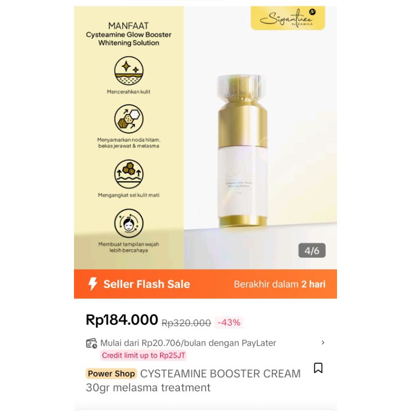 Signature By Kamila Cysteamine Serum Glow Booster Whitening Solution 30gr, Serum Untuk Flek