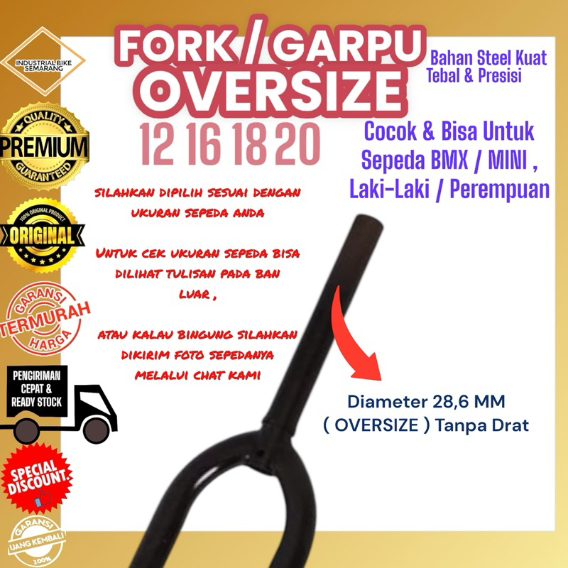 TERBARU FORK SEPEDA OVERSIZE BMX MINI 28.6MM GARPU UKURAN SEPEDA ANAK 12 16 18 20 PIVOT DEPAN OS