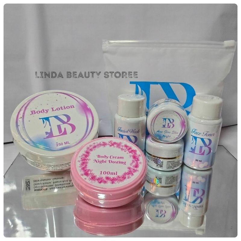 [LB] paket lengkap || 1 Acne glow, 1 body lotion, 1 body cream Linda beauty || LB