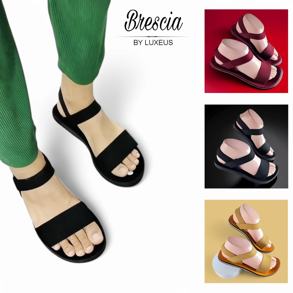 Sandal Wanita Tali Karet Hitam Elastis Terbaru