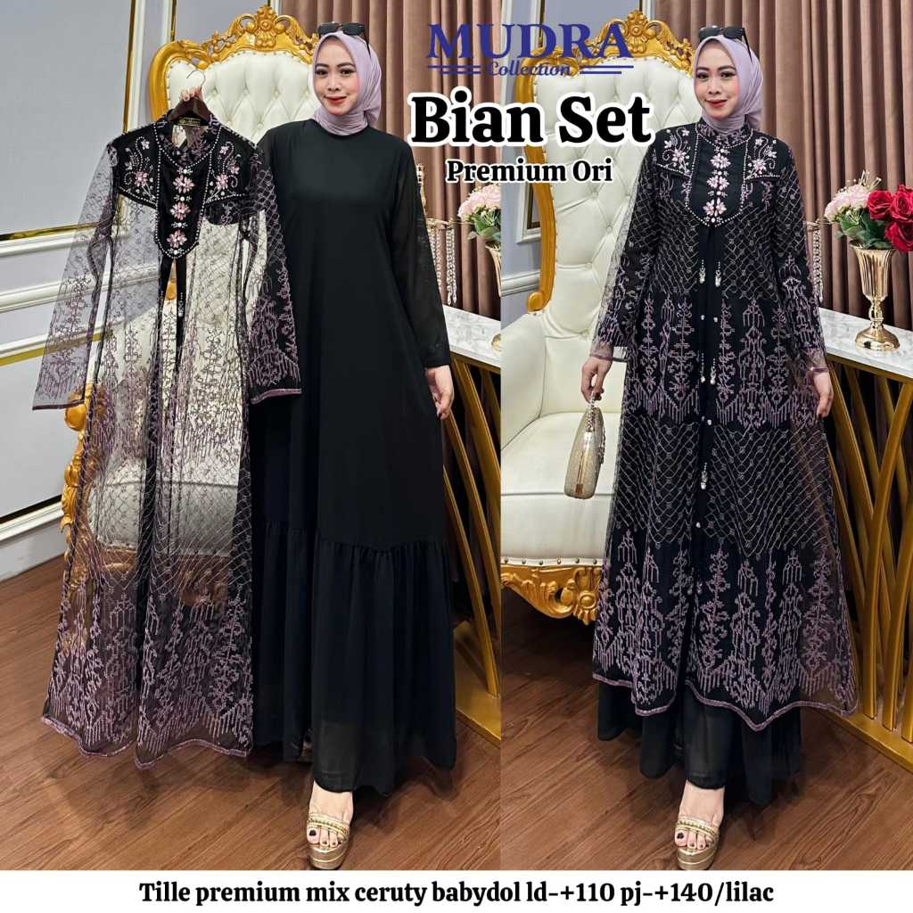 Bian Gamis Wanita Kondangan Jumbo Inner Dress Brukat Pesta Model Outer Tille Import Premium Lebaran