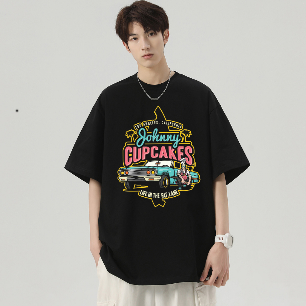 Johnny Cupcakes Los Angeles California Korea kaos Terbaru Gambar Pakaian Pria/Wanita