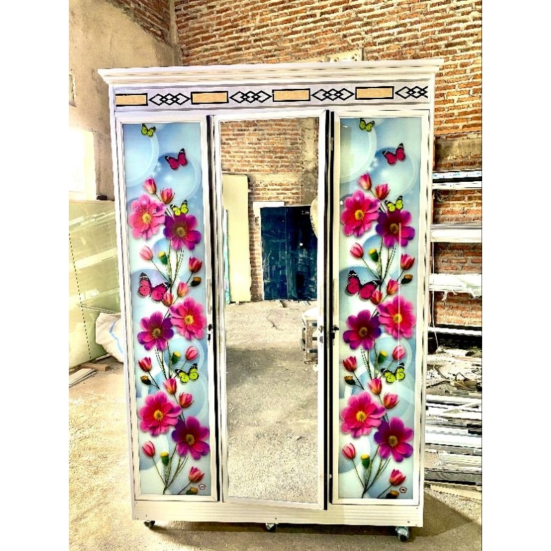 LEMARI PAKAIAN RAK & GANTUNG | LEMARI BAJU ALUMUNIUM | LEMARI KACA ALUMUNIUM | LEMARI ALUMUNIUM PINT