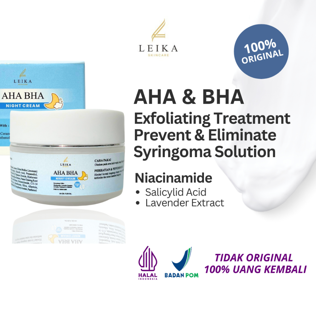 AHA & BHA Exoliating Cream Milia & Syringoma Leika Skincare Penghilang Milia AMPUH BPOM Krim Milia