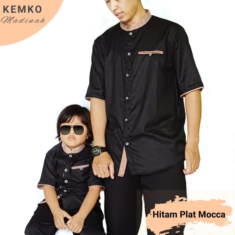 BAJU KOKO COUPLE AYAH ANAK LAKI-LAKI PRIA DEWASA  LENGAN PENDEK TANGAN PENDEK BAHAN KATUN MADINAH HA
