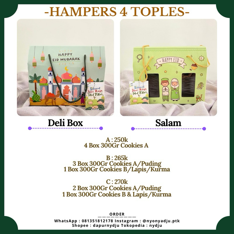 

Hampers Idul Fitri isi 4/Hampers idul fitri 2025/Hampers lebaran /Kue kering lebaran 2025