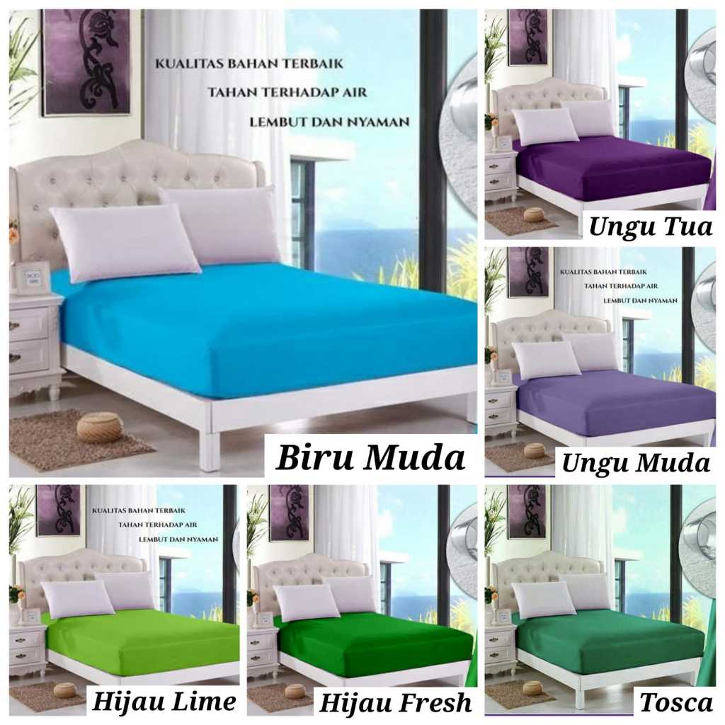 Sprei Waterproof Anti Air Ompol Bahan Import Polos Aneka Warna | Sprai Berkualitas | Sprey Murah | S