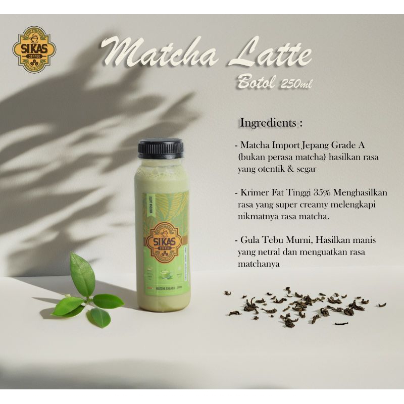 

MATCHA LATTE BOTOL SHAKER 250ml /6Pcs (Kopi Siap seduh)