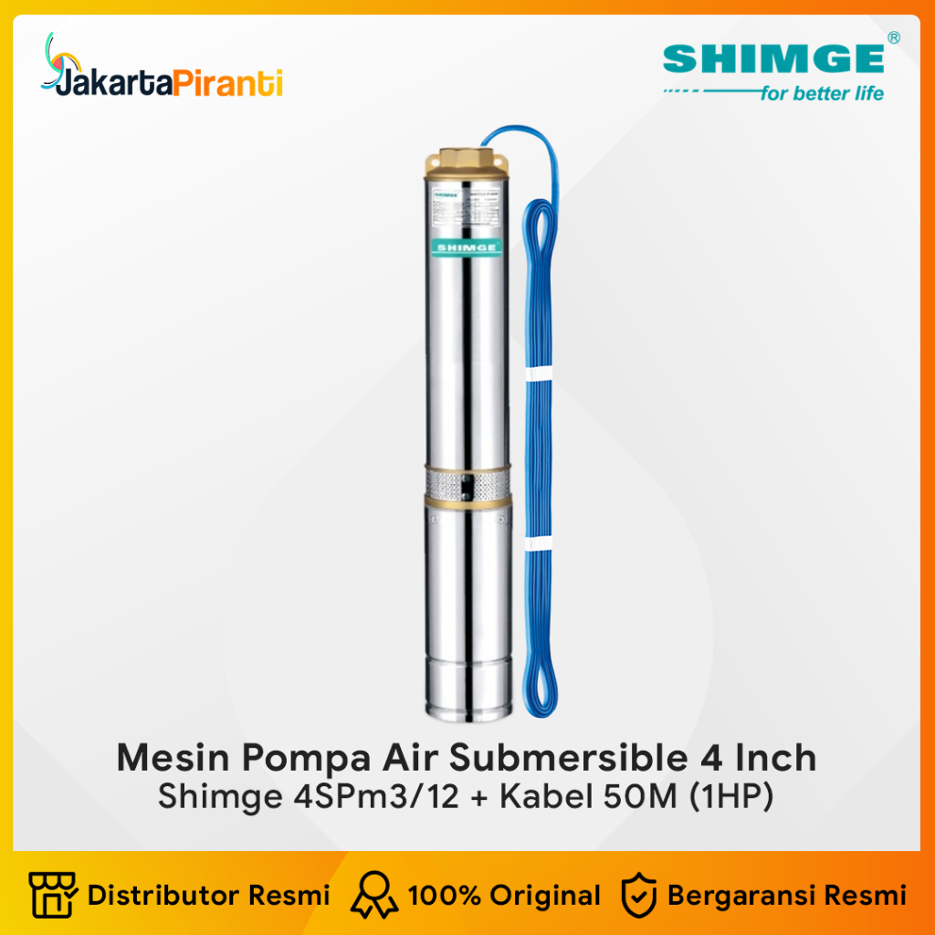 Mesin Pompa Air Celup Submersible Satelit Sibel 4 Inch Shimge 4SPm3/12 - 1 HP + Kabel 50 meter