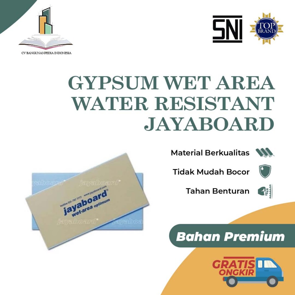GYPSUM WET AREA/WATER RESISTANT JAYABOARD - TAHAN LEMBAB