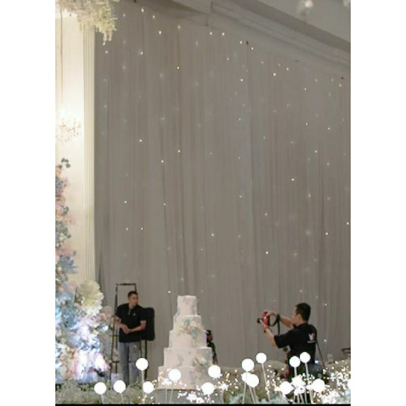 lampu bintang kabel transparant,50 bh lampu warmwhite, jarak antar lampu 100 cm tidak kedip