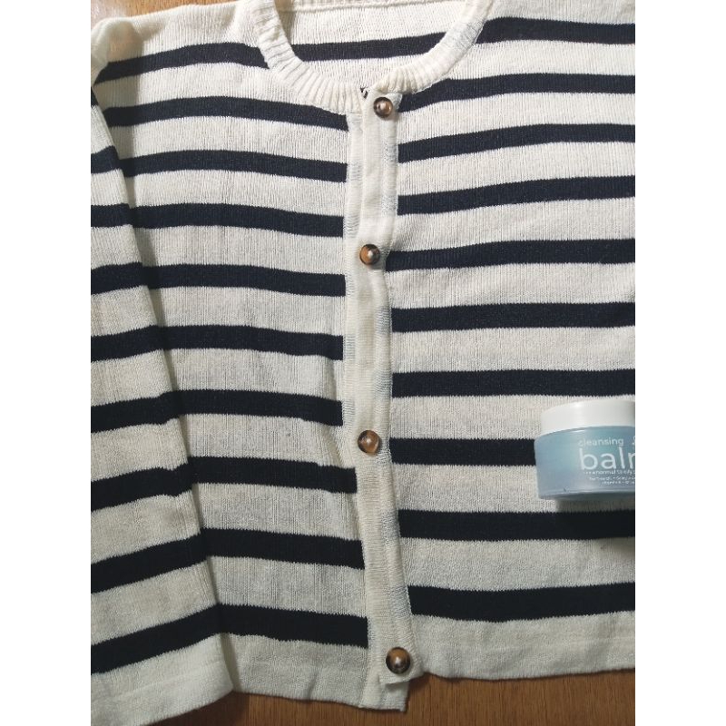 Preloved Stripes Cardigan + cleansing balm