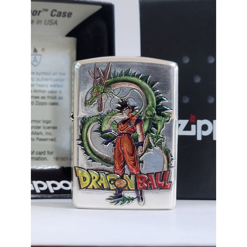 Original Zippo Armor Dragon Ball Goku Colorfull Dragon Silver Plated 2 Sisi Limited Edition