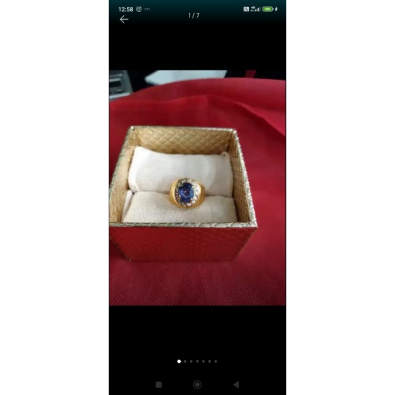 Cincin Eropa Pria Berlian Blue  Sapphire Natural 2 Birma Kode 030
