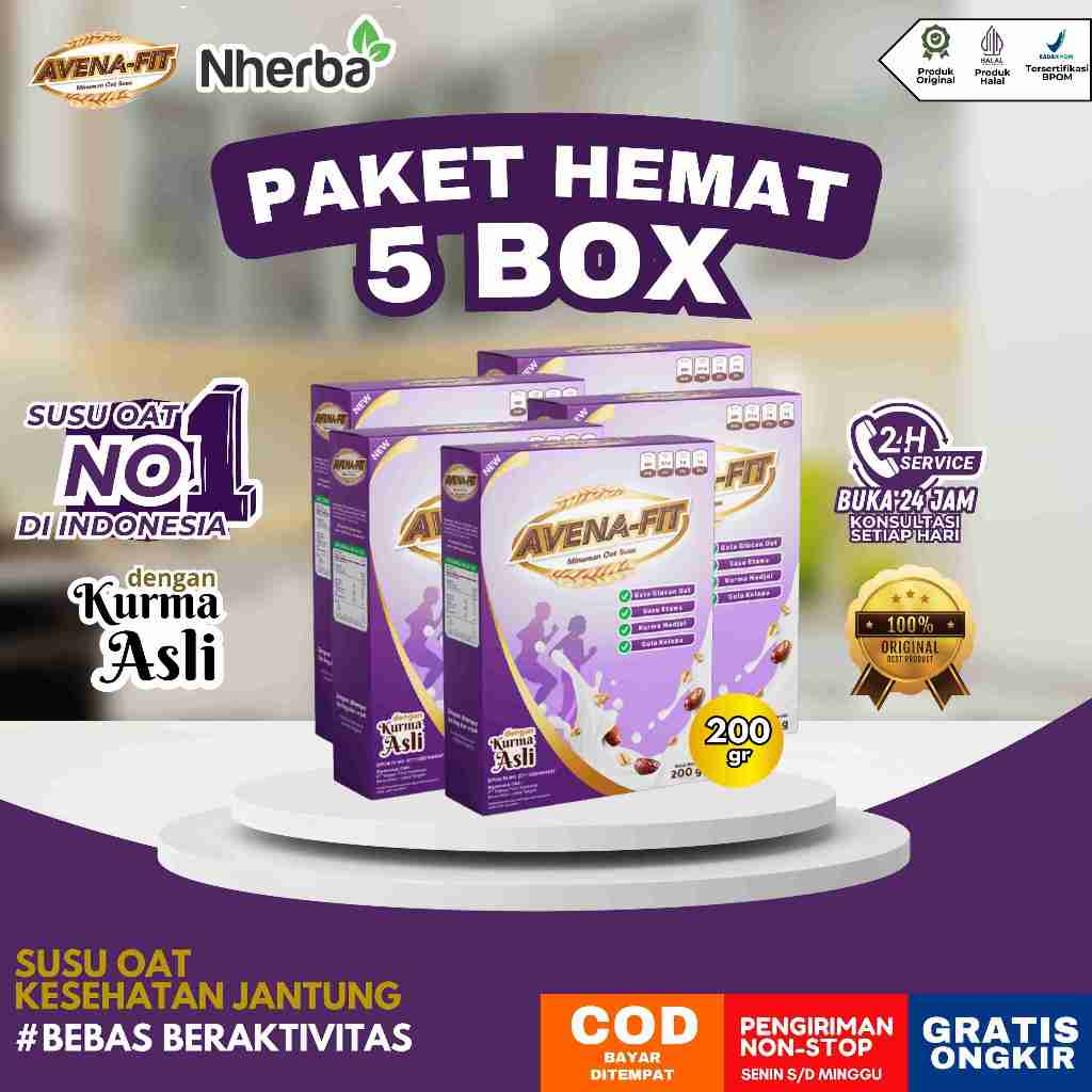 

Avena Fit Paket 5 Box - Sereal Oat Ampuh Atasi Kolesterol jahat