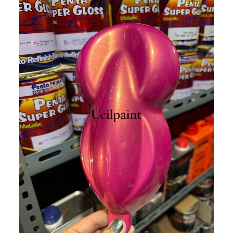 Cat Pink Metalik Lembayung Gold + Free Dasar Putih PU