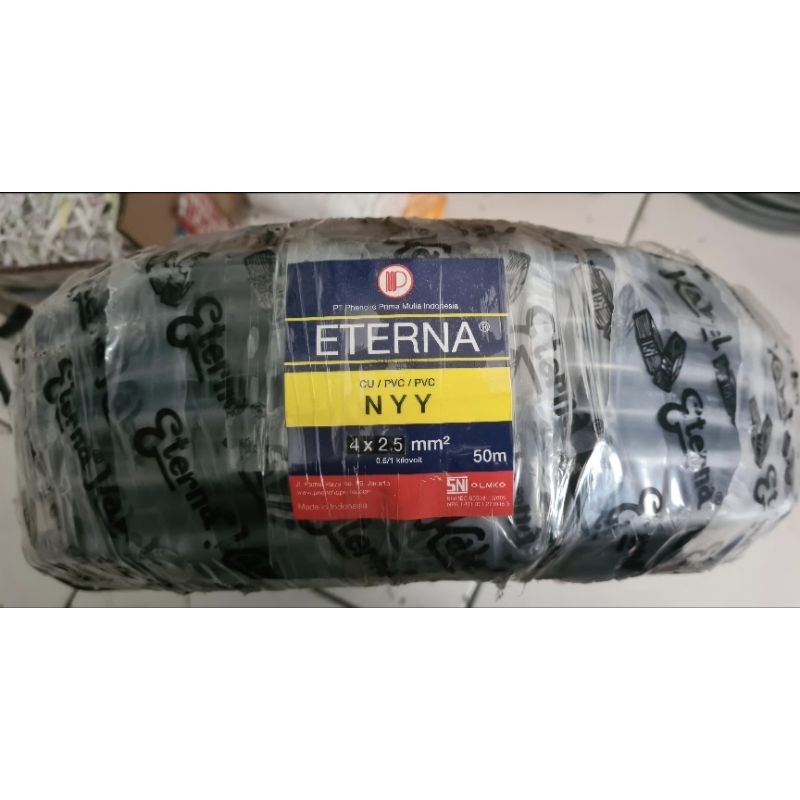 Eterna Kabel Listrik Hitam Kawat NYY 4x2.5 MM ( 50 meter ) NYY 4 x 2.5 mm2 Hitam Eterna