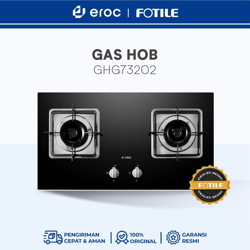 FOTILE Kompor Gas / Gas Hob - GHG73202 - 8 Safety Protection / Silicon Aluminium Alloy Burner