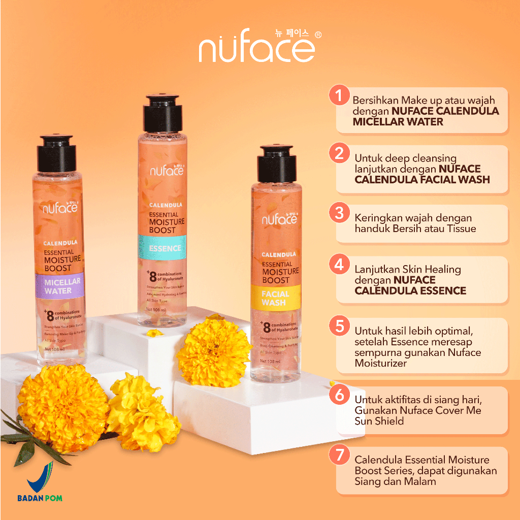 Nuface Calendula Moisturizer | Nuface Calendula Facial Wash | Nuface Calendula Essence