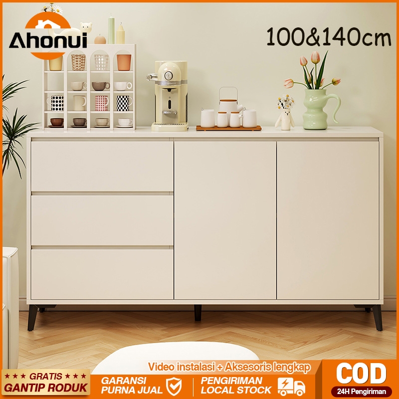 ⭐Garansi 3 Tahun⭐100cm&120cm&140cm MDF Sideboard Minimalis/ Meja Samping/Gaya Krim Prancis Bufet Put