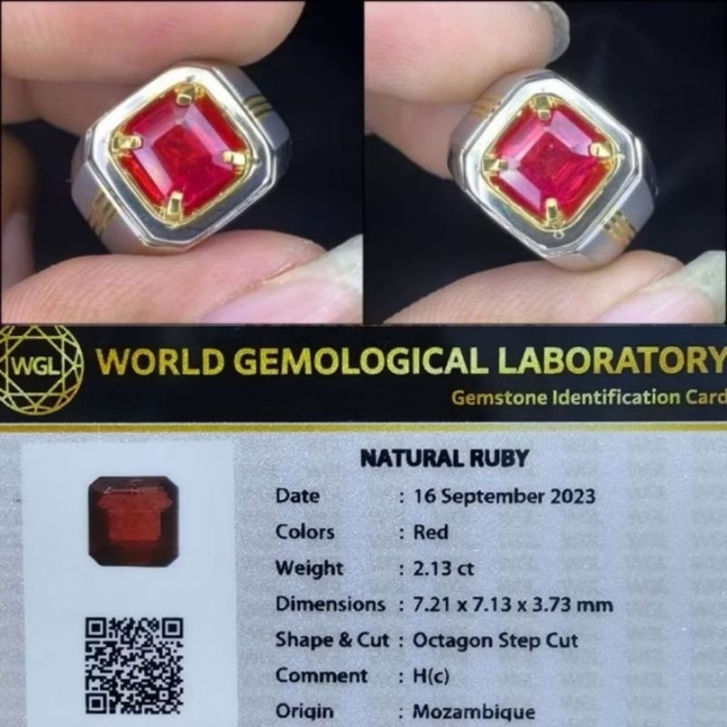 Cincin Batu Ruby Corondum Ring Perak Handmade