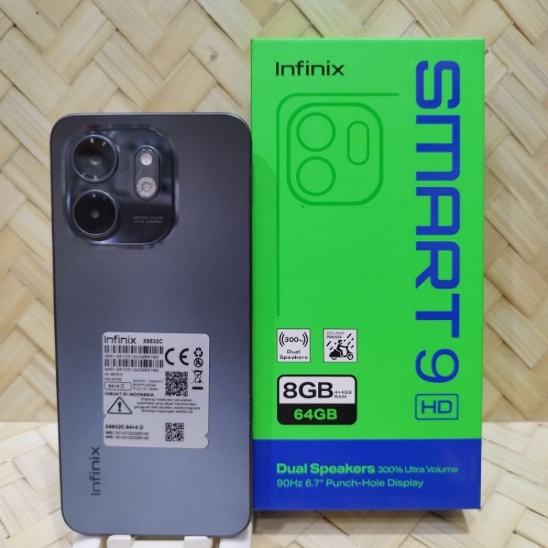 Infinix smart 9 HD 4/64GB Handphone second fullset bagangan original bergaransi