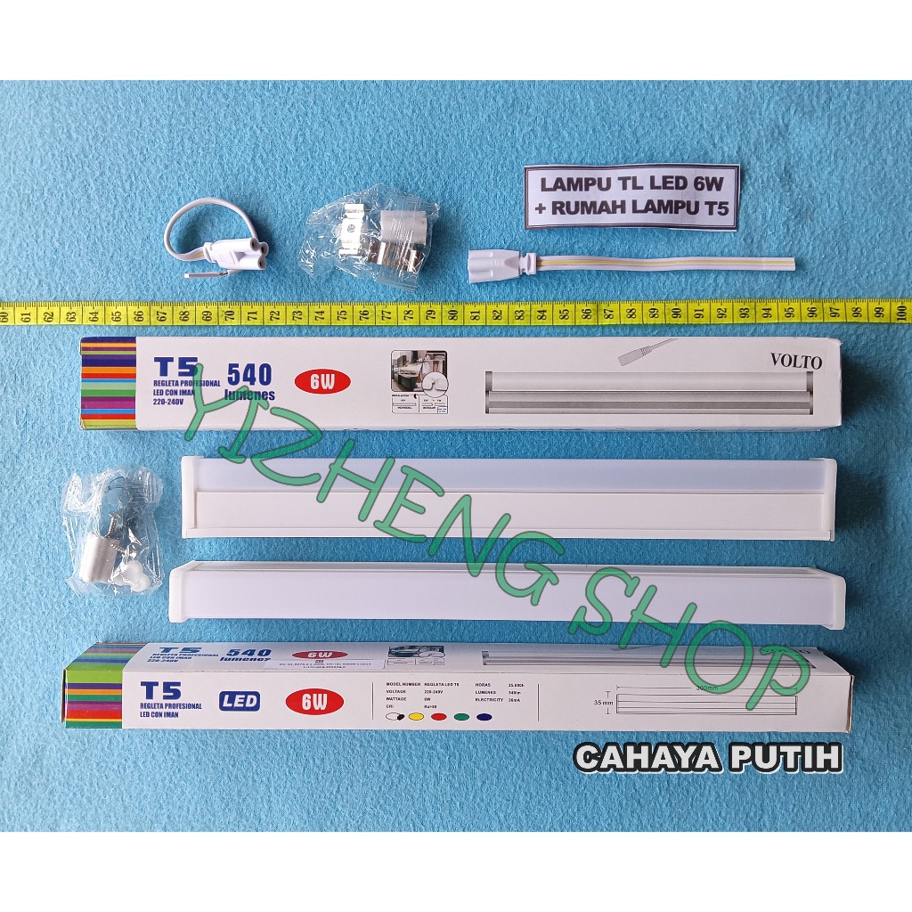 LAMPU TL T5 LED 6W CAHAYA PUTIH 1 SET (LAMPU+RUMAH) VOLTO/JASTEC