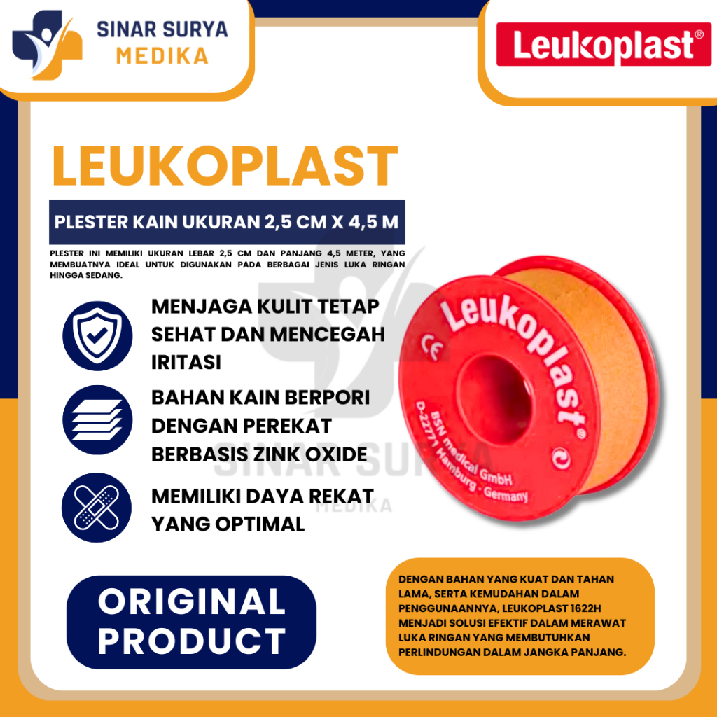 Leukoplast 2,5cm x 4,5 m / Leukoplast plester rol kain 2,5cm x 4,5m