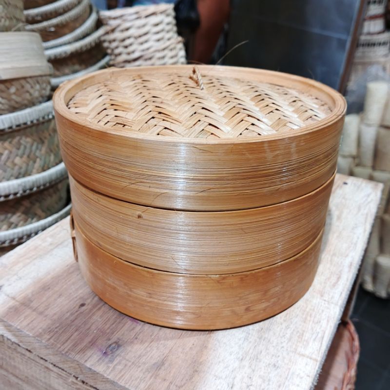 Langseng dimsum - langseng bambu - langseng aneka ukuran - langseng bambu besar - klakat 2 susun - k