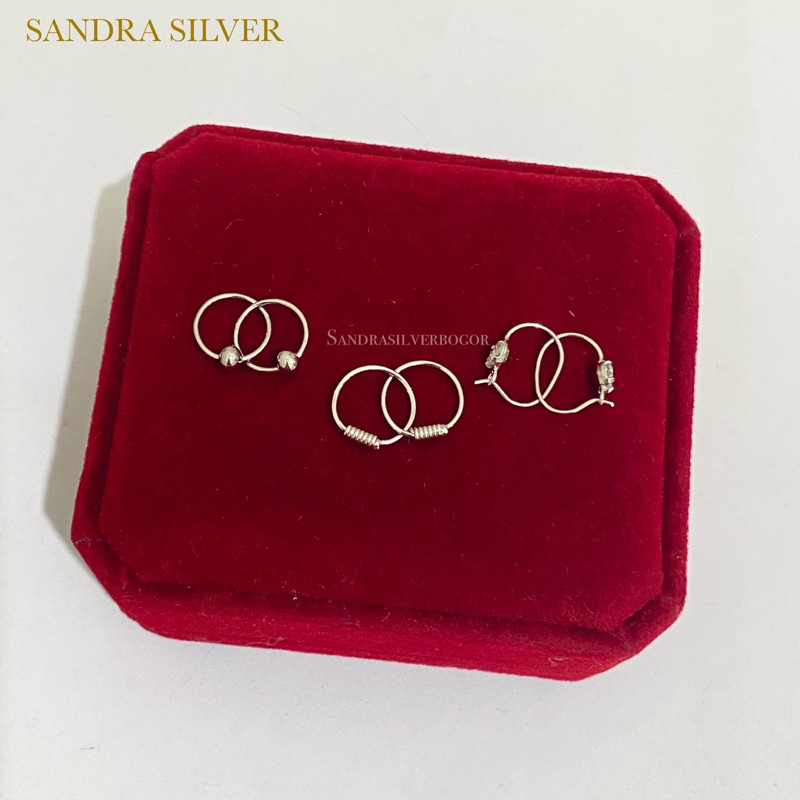 Anting Knip Bayi Perak 925 lapis emas putih