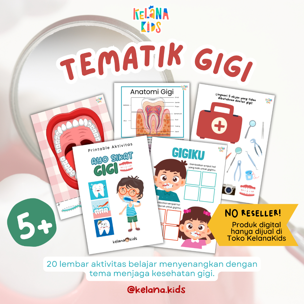 Printable Worksheet Ayo Sikat Gigi 20 Lembar Buku Edukasi Kesehatan Gigi Anak 5+ Tahun PDF