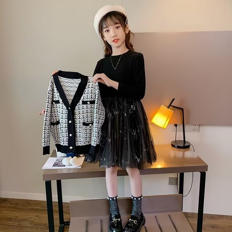 dress anak perempuan rompi rajut usia.345th