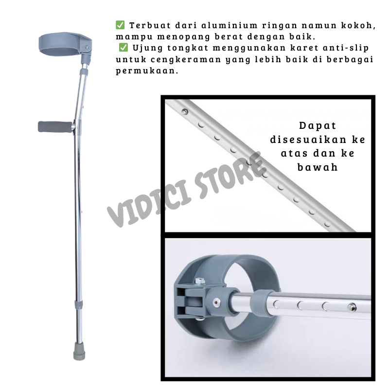 Tongkat Siku Elbow Alat Bantu Jalan Kruk Tangan/Tongkat 1 Kaki/Tongkat Jalan Alat Bantu Tongkat Siku