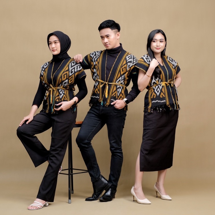 KODE D4N Keishanid  AMANDA vest OUTER TENUN IKAT TALI UNISEX SONGKET JEPARA TORAJA PRIA WANITA LOMBO