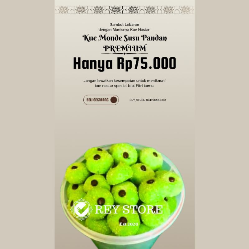 

kue lebaran | kue Monde susu pandan | isian toples lebaran | oleh oleh