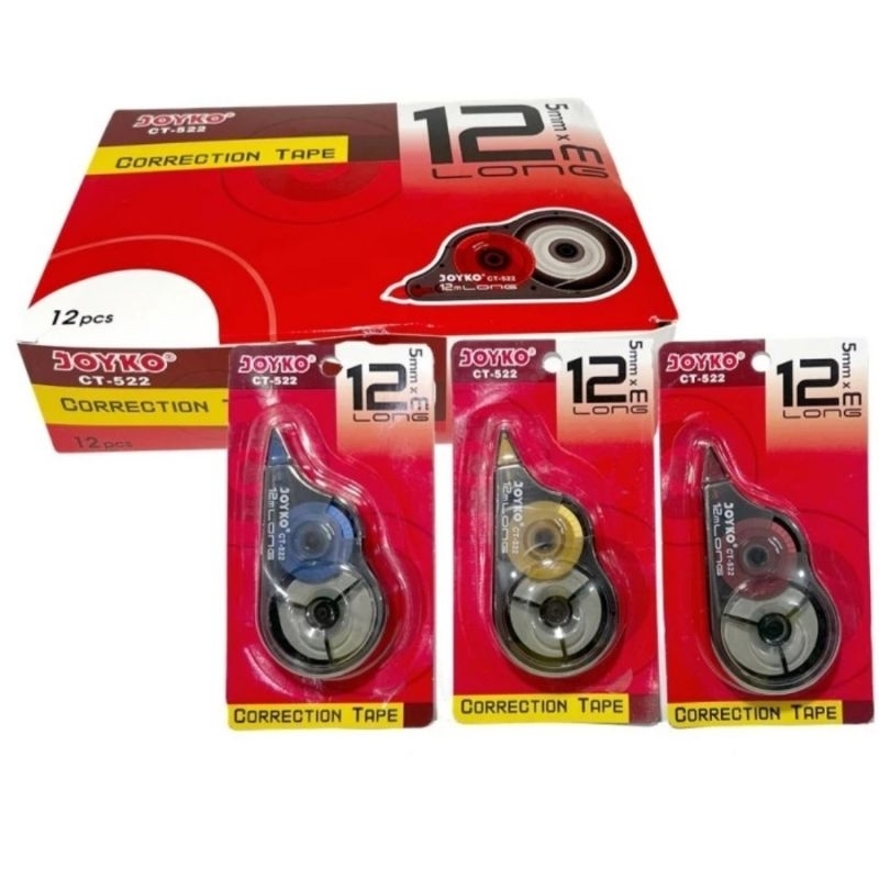 

Correction Tape Pita Koreksi Joyko CT-522 Joyko Tipex Kertas Tip X Roll Kertas Joyko CT-522 - 1 Lusin