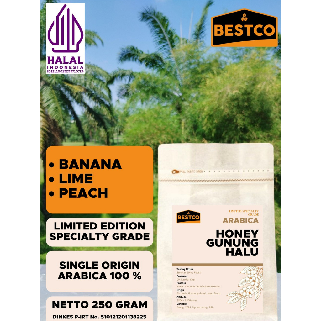 

Kopi Bestco Specialty Arabica Honey Gunung Halu 250 gr