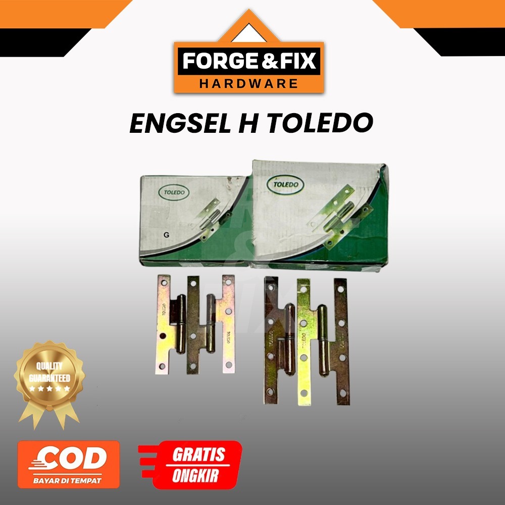 [12SET] TOLEDO Engsel H + Skrup UCP Tebal Pintu Jendela Copot Cabut Lepas Kiri Kanan 110x55 130x60 M