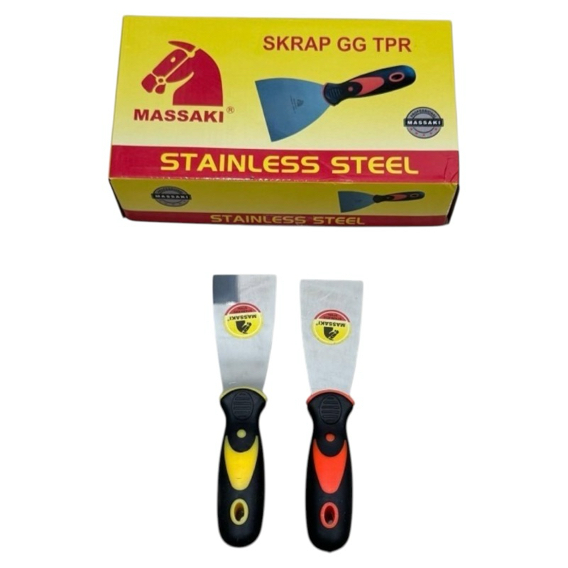 MASSAKI GG KARET 2” inci stainless steel asli sekrap kape gagang karet TPR 2 inci ( 5cm ) putty scra