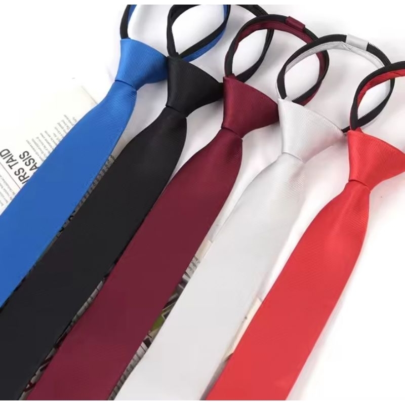 Dasi resleting polos 3inch merah maroon