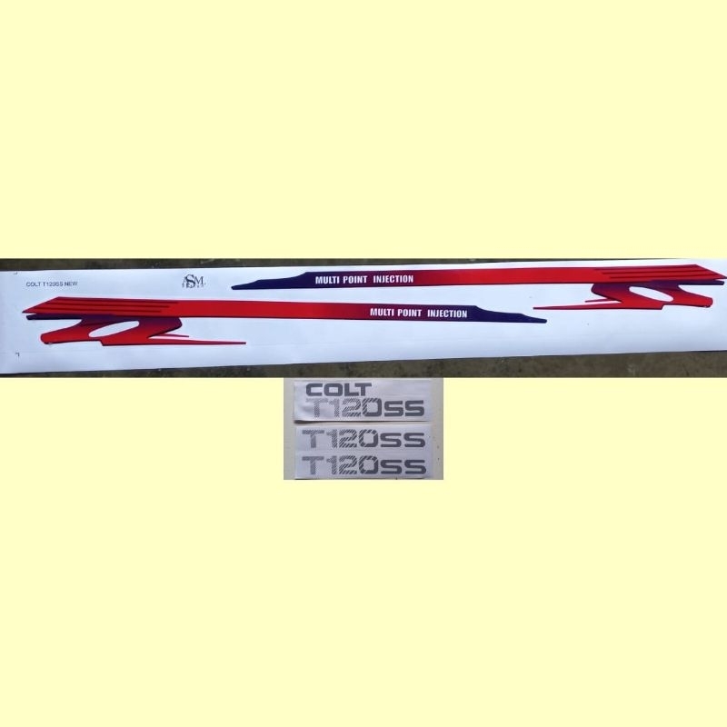 Sticker Striping Lis Mobil Mitsubishi Colt T120ss MPI Pickup Merah Biru Print Cutting Bahan Transpar