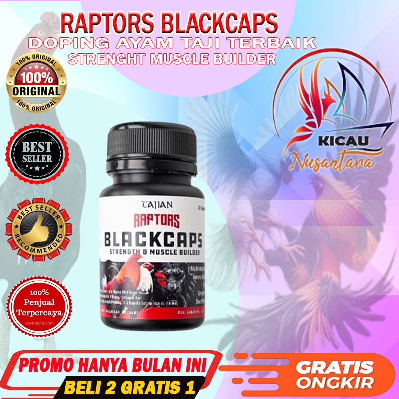 Doping Ayam Aduan Pisau Laga - RAPTORS BLACKCAPS 30 KAPSUL