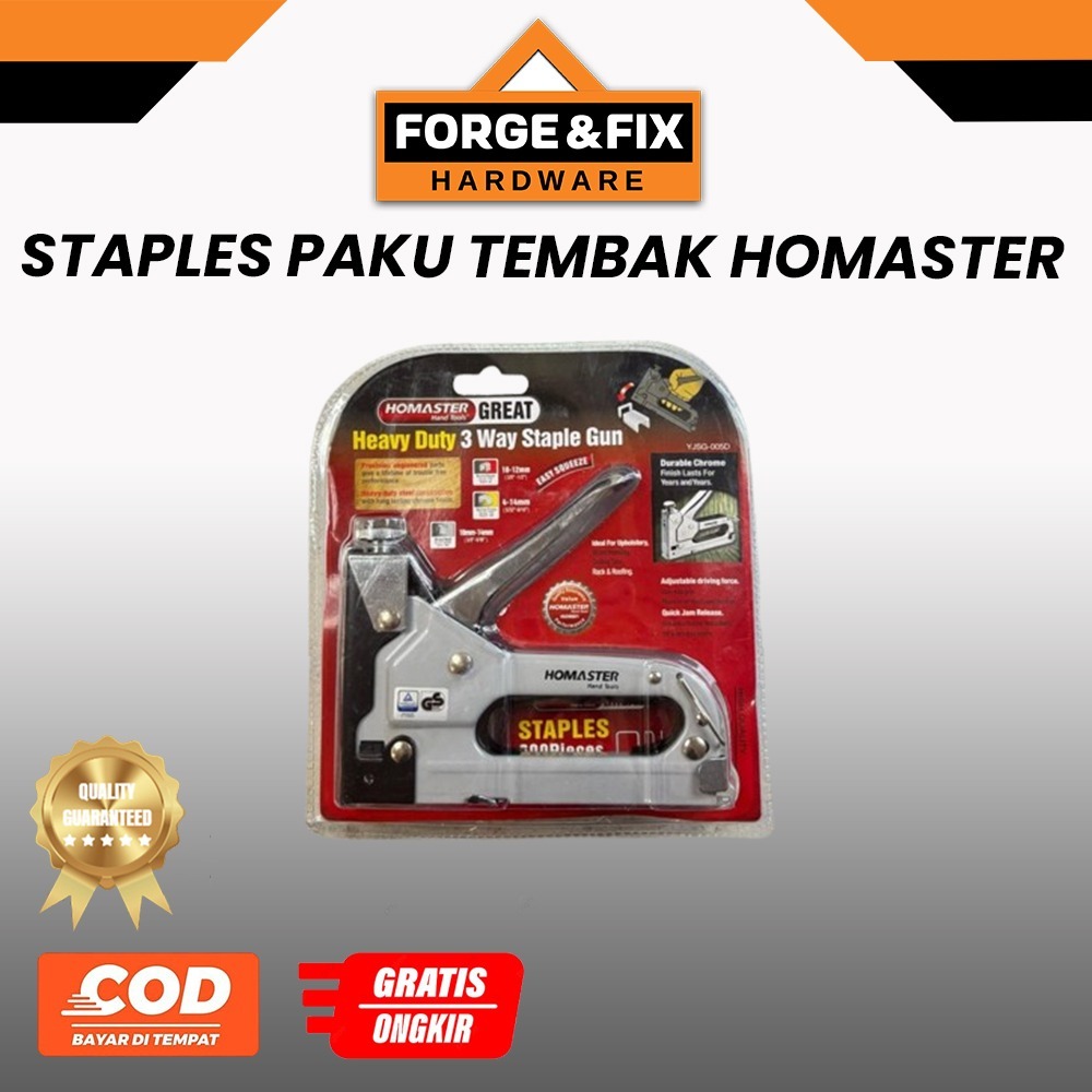 

HOMASTER Alat Paku Staples Gun Tembak 3 in 1 Way + Isi Staples 600 PCS