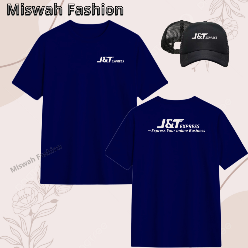 Bonus Topi Baju Kaos Lengan Pendek JNT-Express Baju  Pria dan Wanita Logo Custom Sablon
