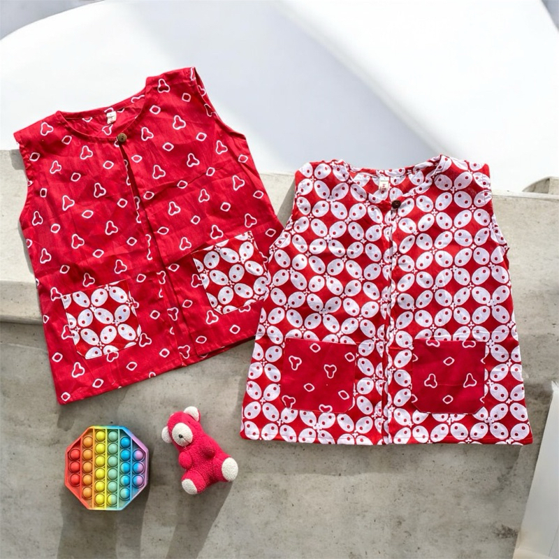 OUTER BATIK ANAK LEKBONH JUMPUTAN KAWUNG MERAH PUTIH BAHAN KATUN