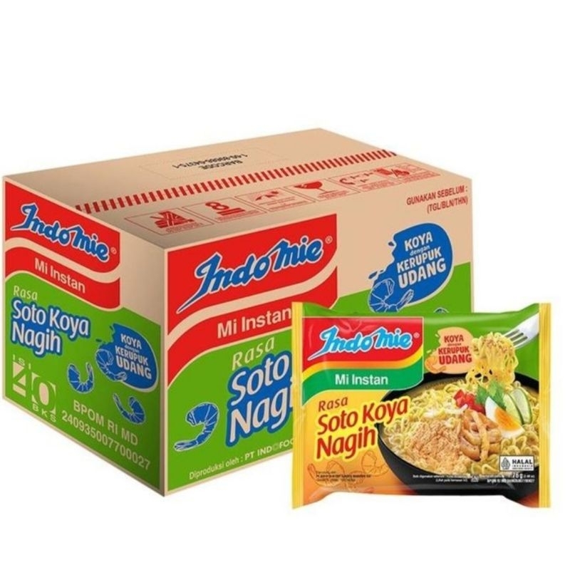 

Indomie Mie Instan Rasa Soto Koya Nagih 76 Gram [ 1 Dus - 40 Pcs ]