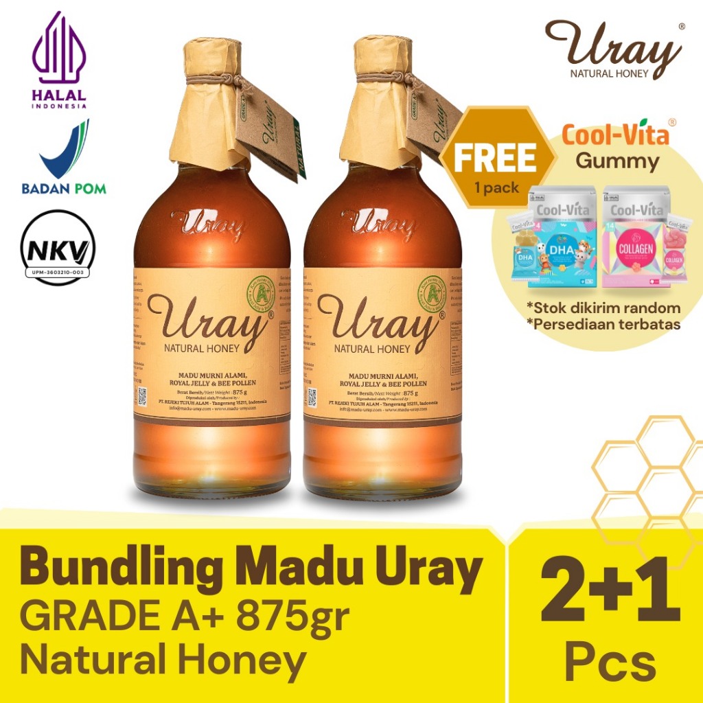 

Bundling 2 Pcs Madu Uray Natural Honey 875gr - Madu Hutan Murni