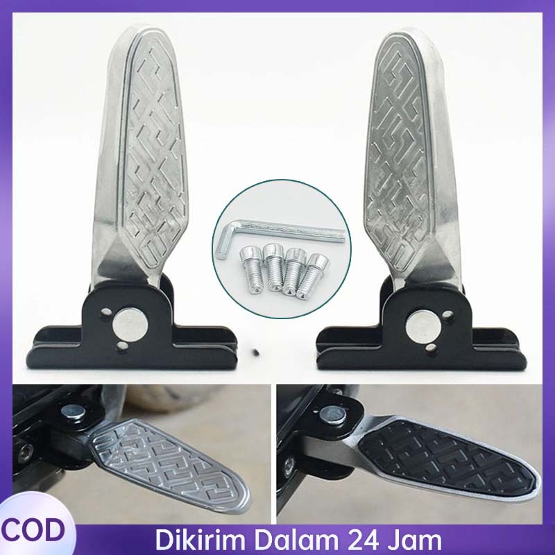 1pasangan Injak Kaki Sepeda Listrik Pedal Belakang Sepeda Listrik Lipat Footstep Aluminum Jalu Lipat